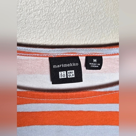 Womens Marimekko 100% Cotton Striped Elevated Basic Sustainable Top, Size Medium - Picture 2 of 3